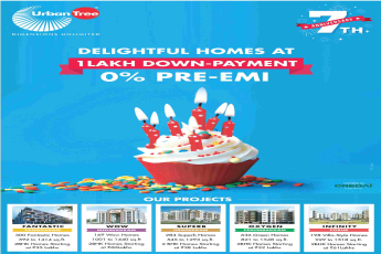 Book delightful Urban Tree homes at Rs. 1 Lakh down-payment with 0% pre-EMI